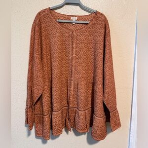 LOGO by Lori Goldstein Top Size 4X Plus‎ Size Embroidered 100% Cotton